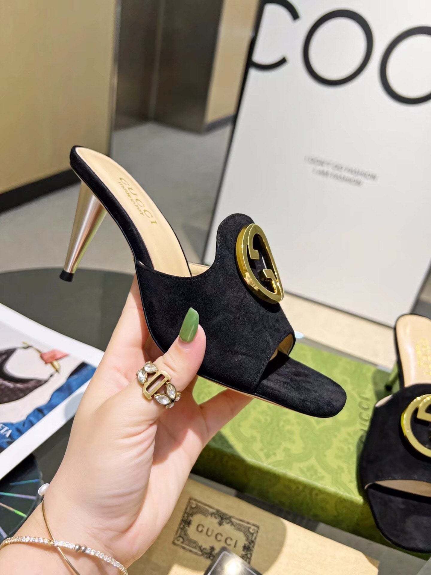 SANDAL GG BLONDIE SLIDE SANDAL BLACK