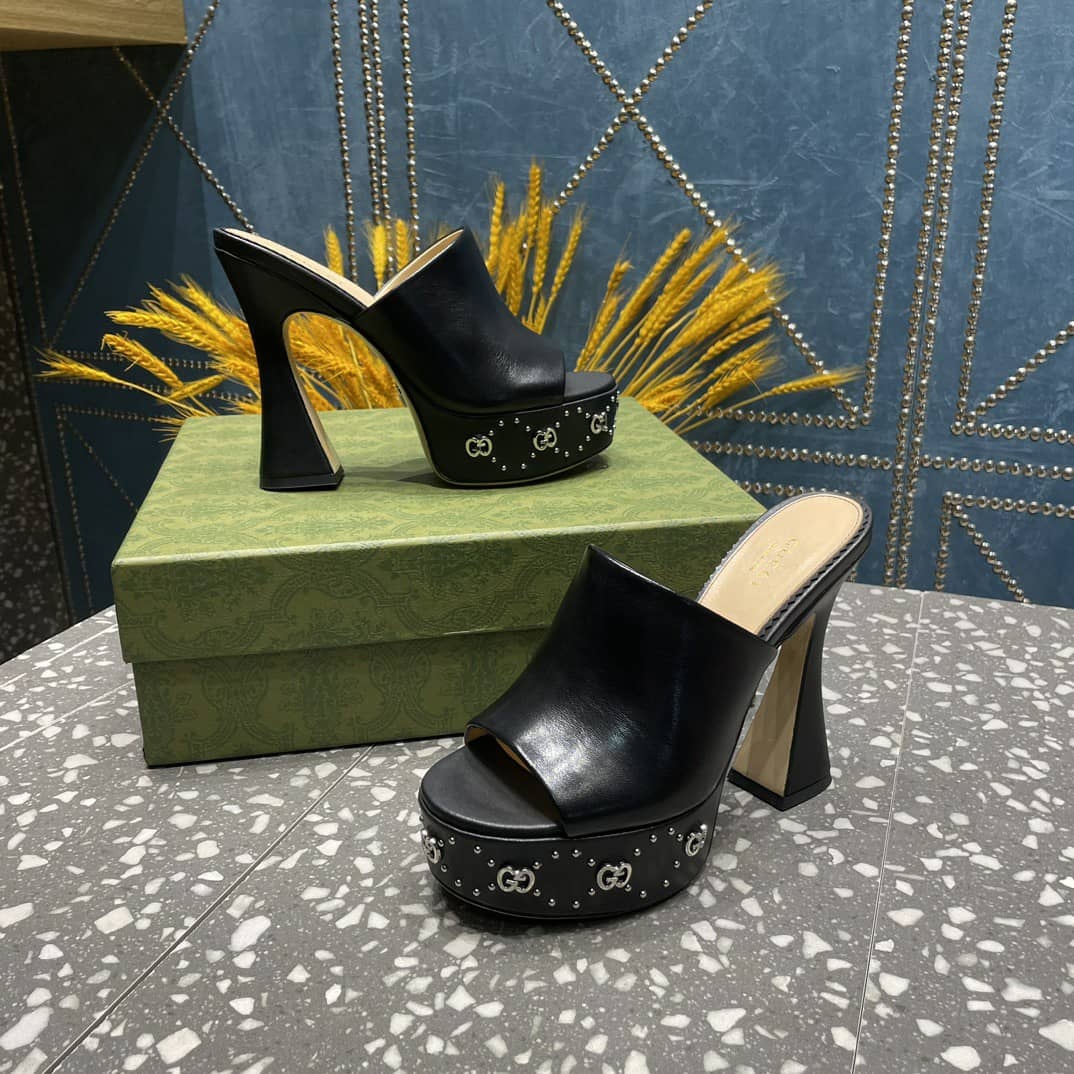 SANDAL GG WOMEN'S PLATFORM SLIDE SANDAL BLACK 740426 C9D00 1000