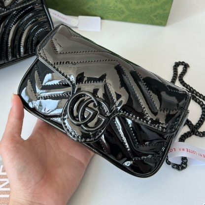 GG GG MARMONT PATENT SUPER MINI BAG BLACK PATENT 476433 AACDE 1000