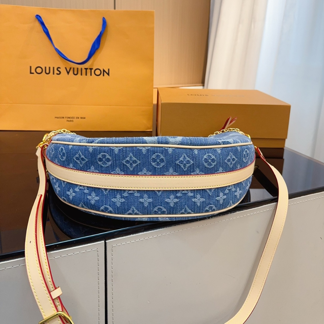 LV LOOP HOBO MONOGRAM DENIM BAG BLUE 35CM
