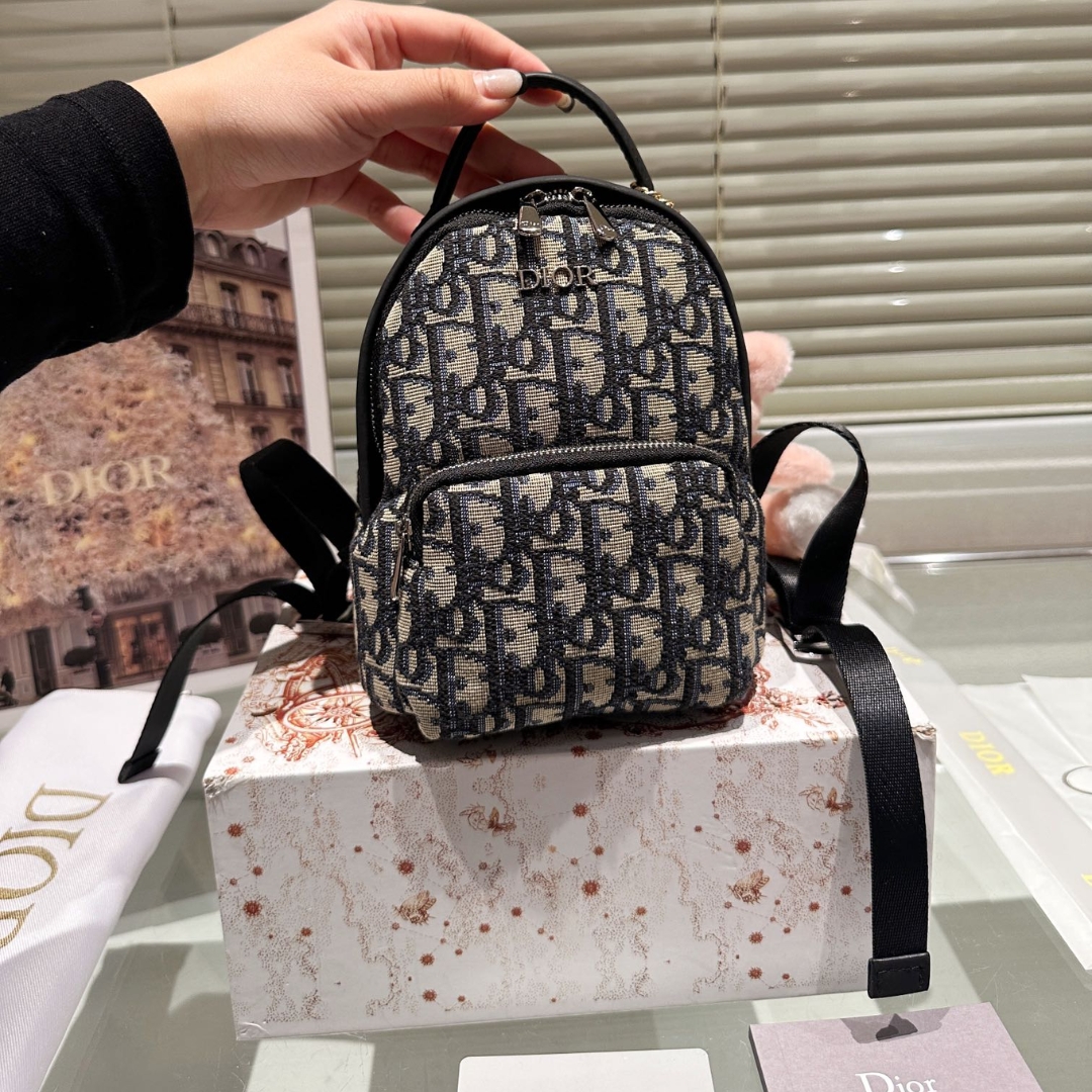 DOR KID'S MINI RIDER BACKPACK OBLIQUE JACQUARD BEIGE AND BLUE 15CM M1524PTZL M928