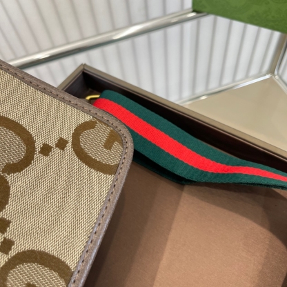 GG JUMBO GG MINI BAG CAMEL AND EBONY 22CM 696075 UKMDG 2570