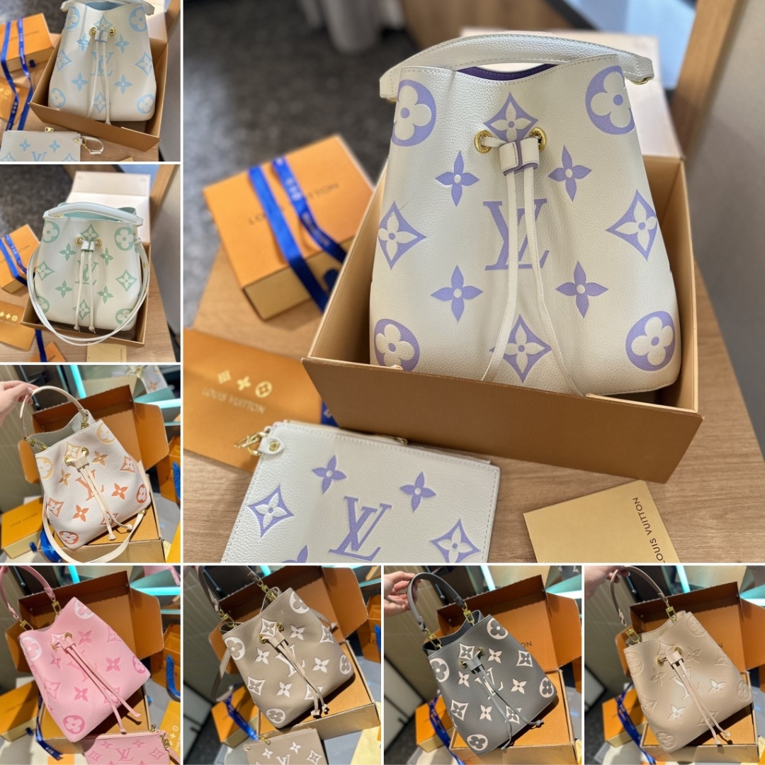 LV NÉONOÉ BB MONOGRAM BAG LATTE AND ORANGE 25CM