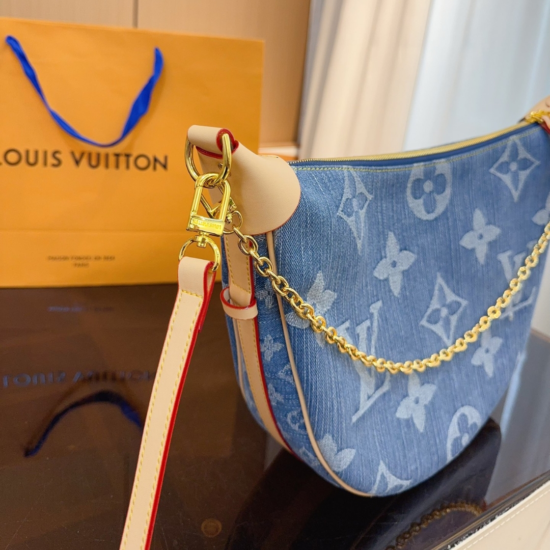 LV LOOP HOBO MONOGRAM DENIM BAG BLUE 35CM