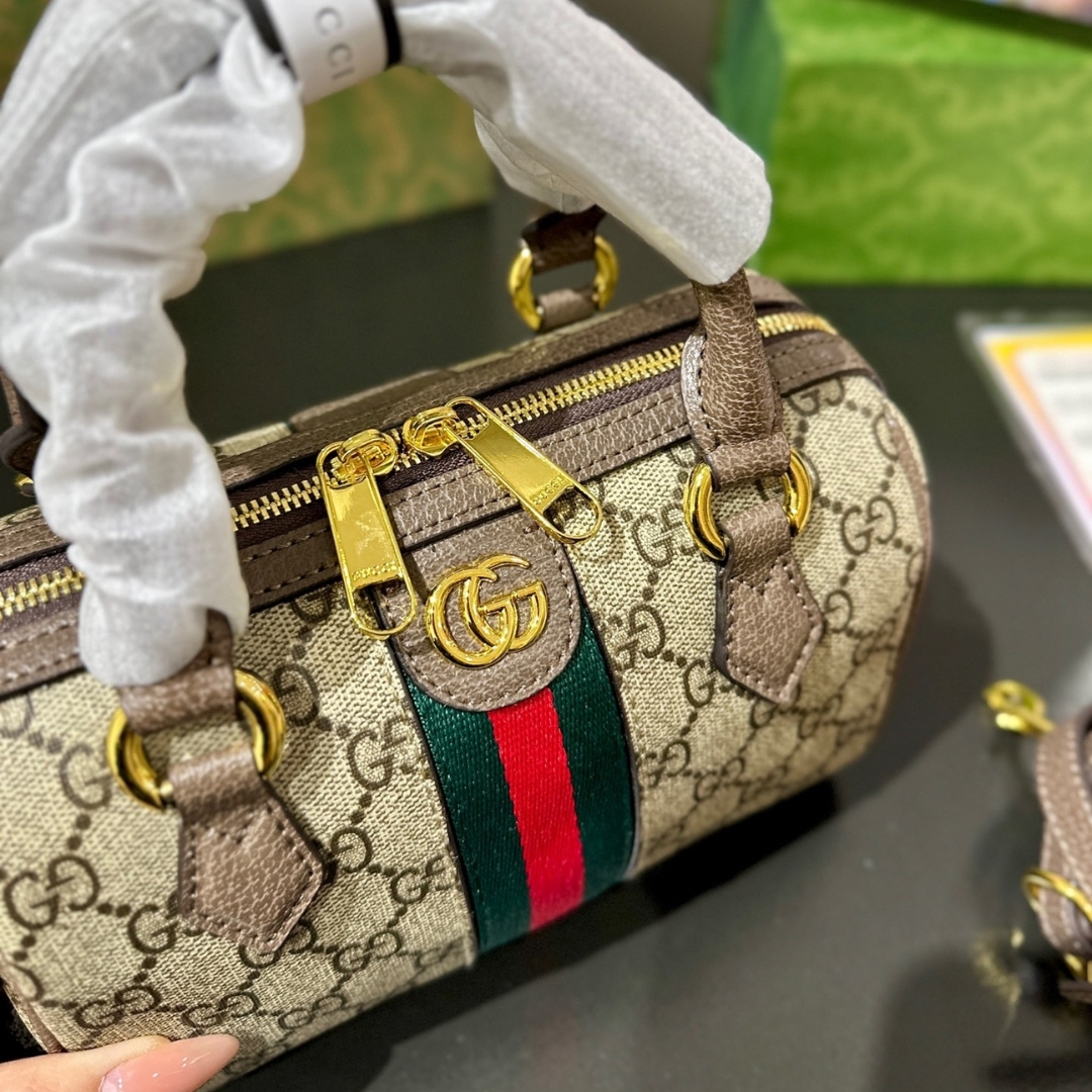 GG OPHIDIA GG MINI TOP HANDLE BAG BROWN 22CM 772053 96IWG 8745