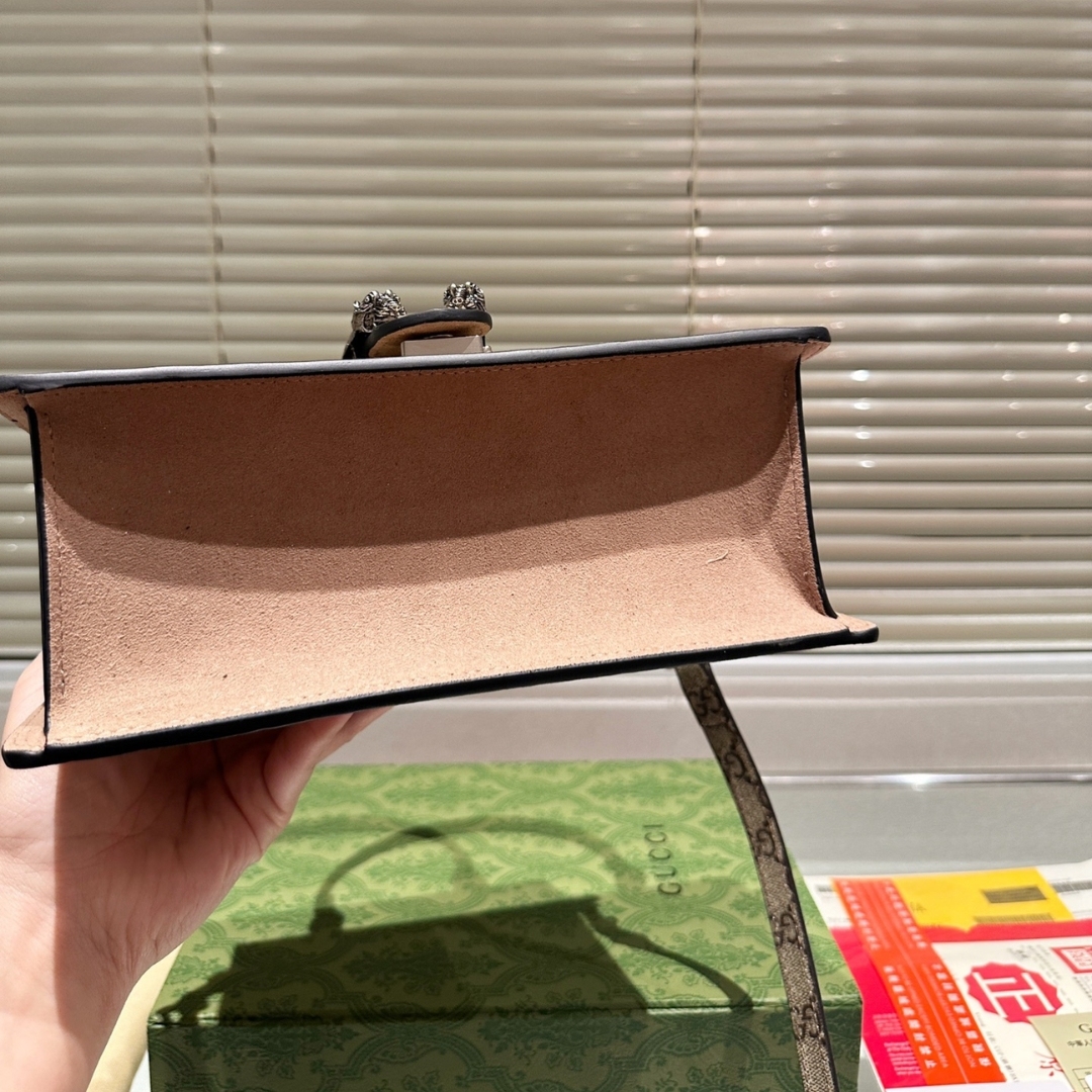 GG DAMEN DIONYSUS GG CANVAS TOP HANDLE BAG BROWN 24CM