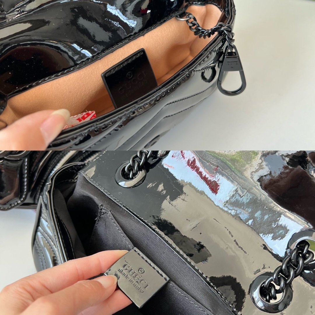GG GG MARMONT PATENT SUPER MINI BAG BLACK PATENT 476433 AACDE 1000