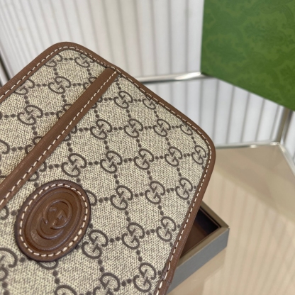 GG MINI BAG WITH INTERLOCKING G IN GG SUPREME BROWN 22CM