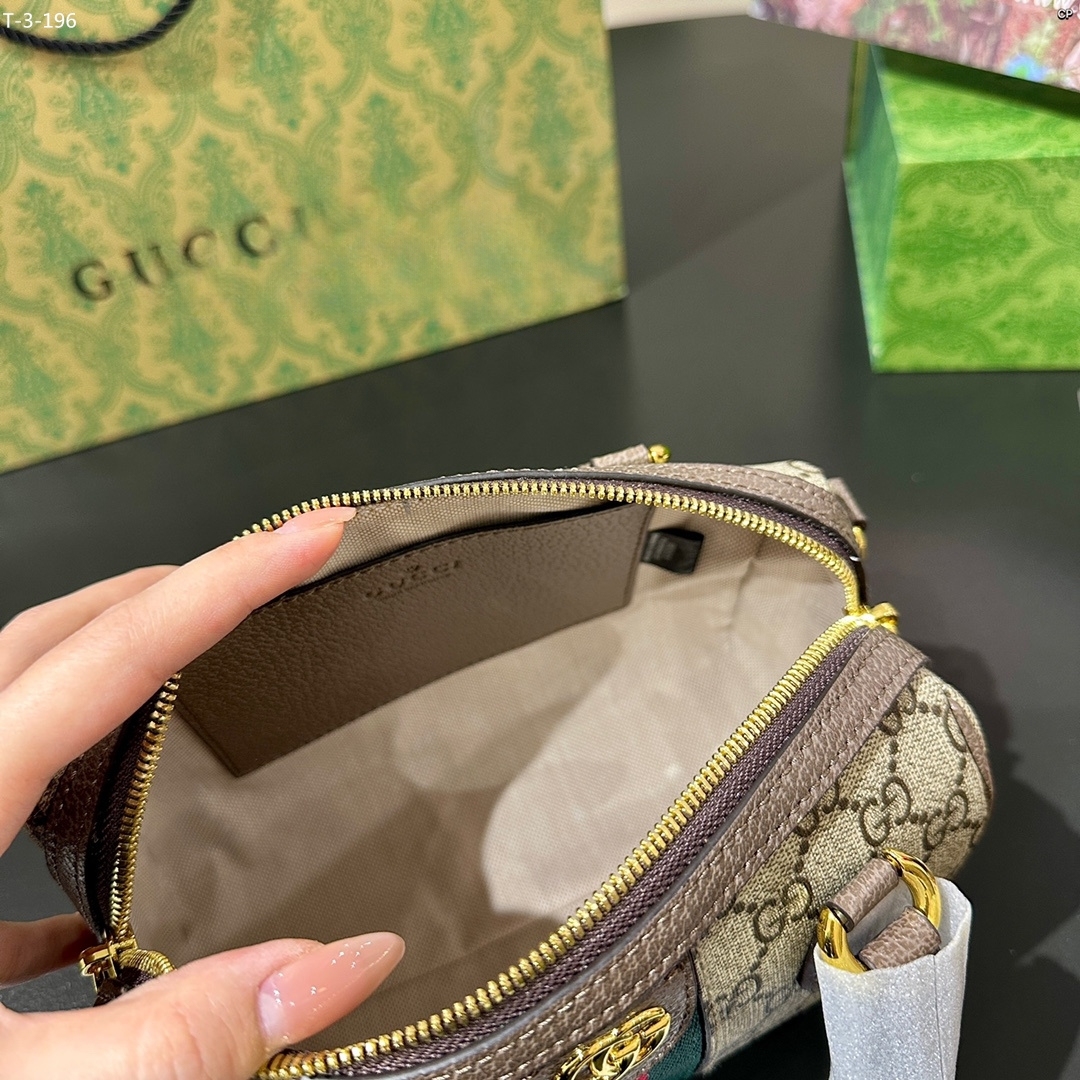 GG OPHIDIA GG MINI TOP HANDLE BAG BROWN 22CM 772053 96IWG 8745