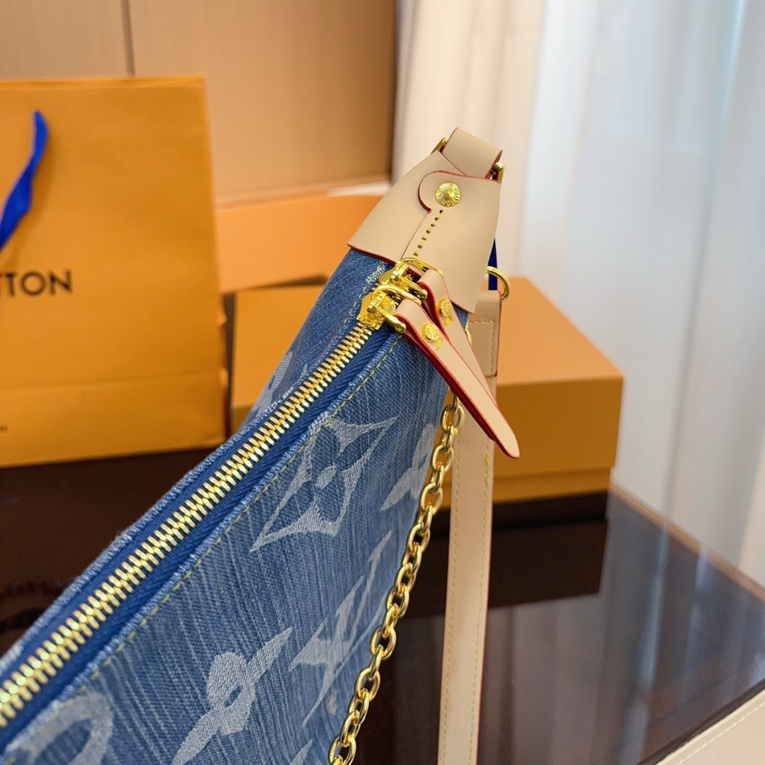 LV LOOP HOBO MONOGRAM DENIM BAG BLUE 35CM