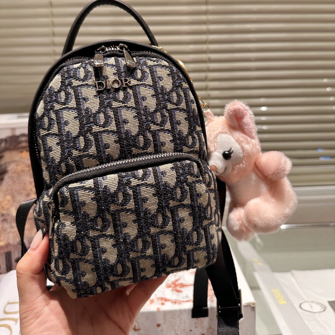 DOR KID'S MINI RIDER BACKPACK OBLIQUE JACQUARD BEIGE AND BLUE 15CM M1524PTZL M928