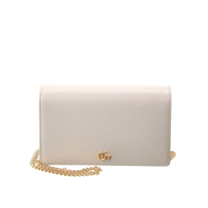 GG GG MARMONT LEATHER MINI CHAIN BAG WHITE LEATHER 19CM