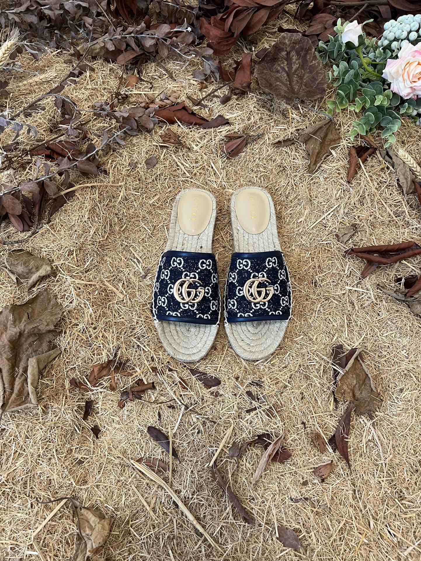 GC new MARMONT SLIDES slippers black starboard flat canvas sandals