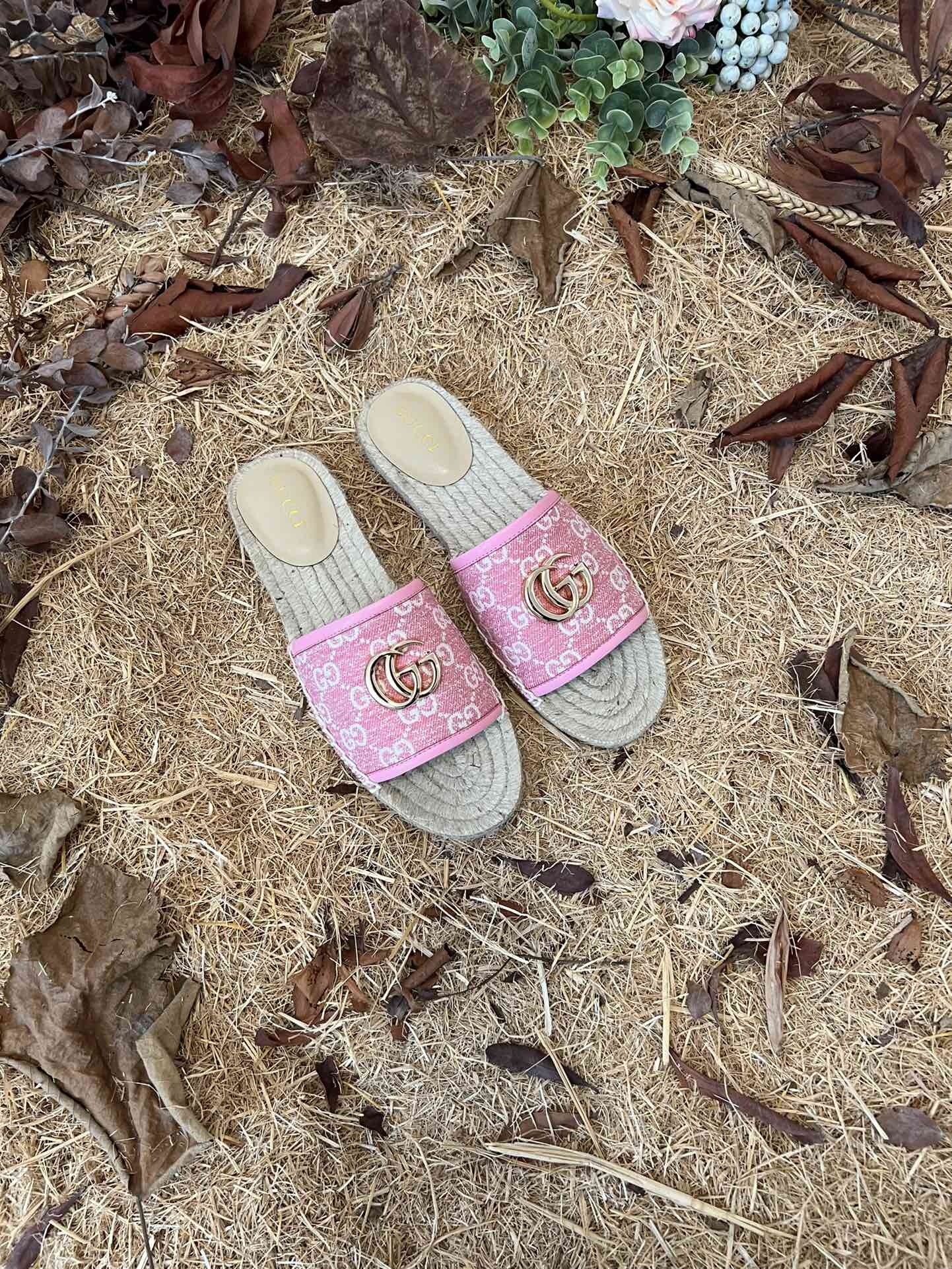 GC new MARMONT SLIDES slippers rose red starboard flat canvas sandals