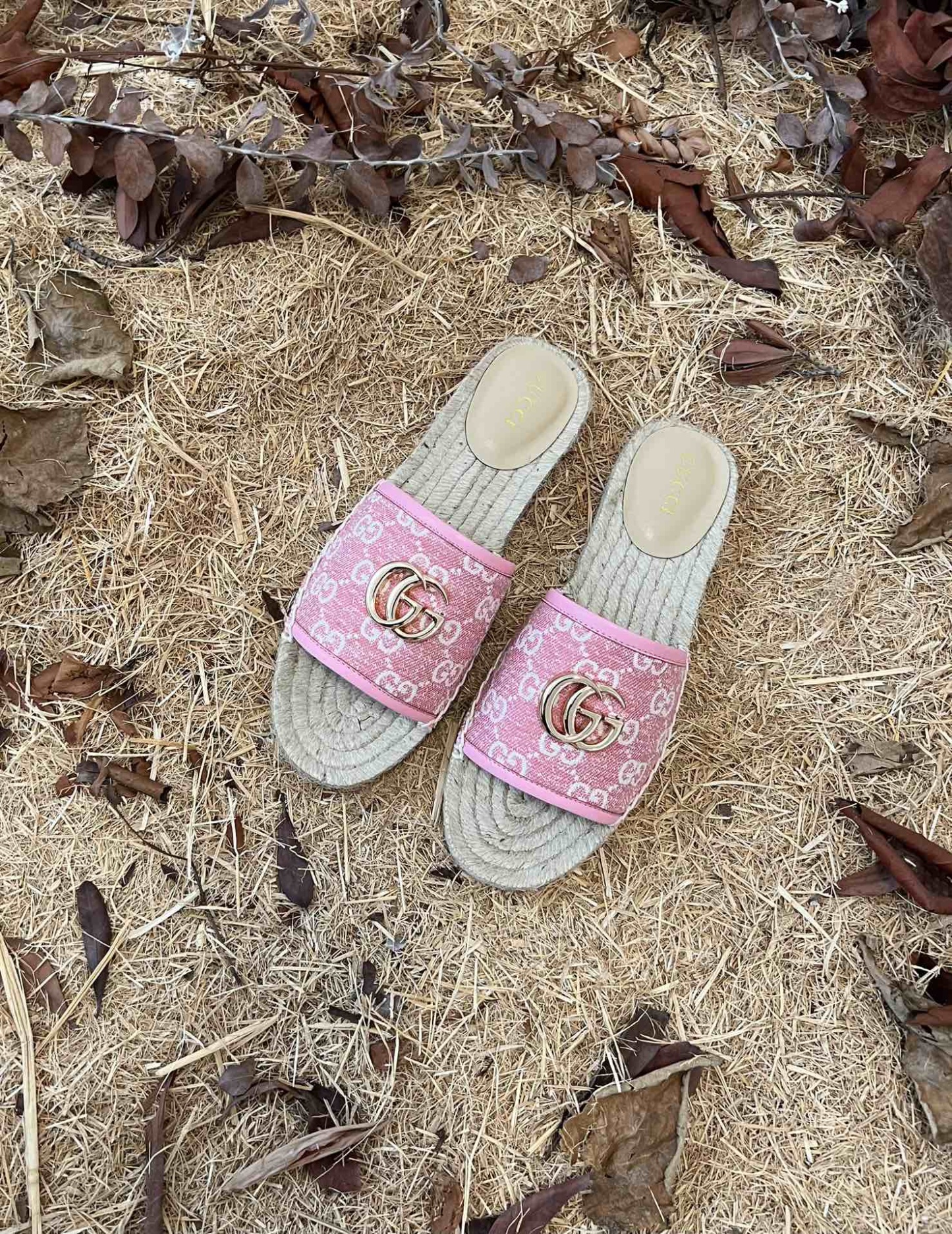 GC new MARMONT SLIDES slippers rose red starboard flat canvas sandals