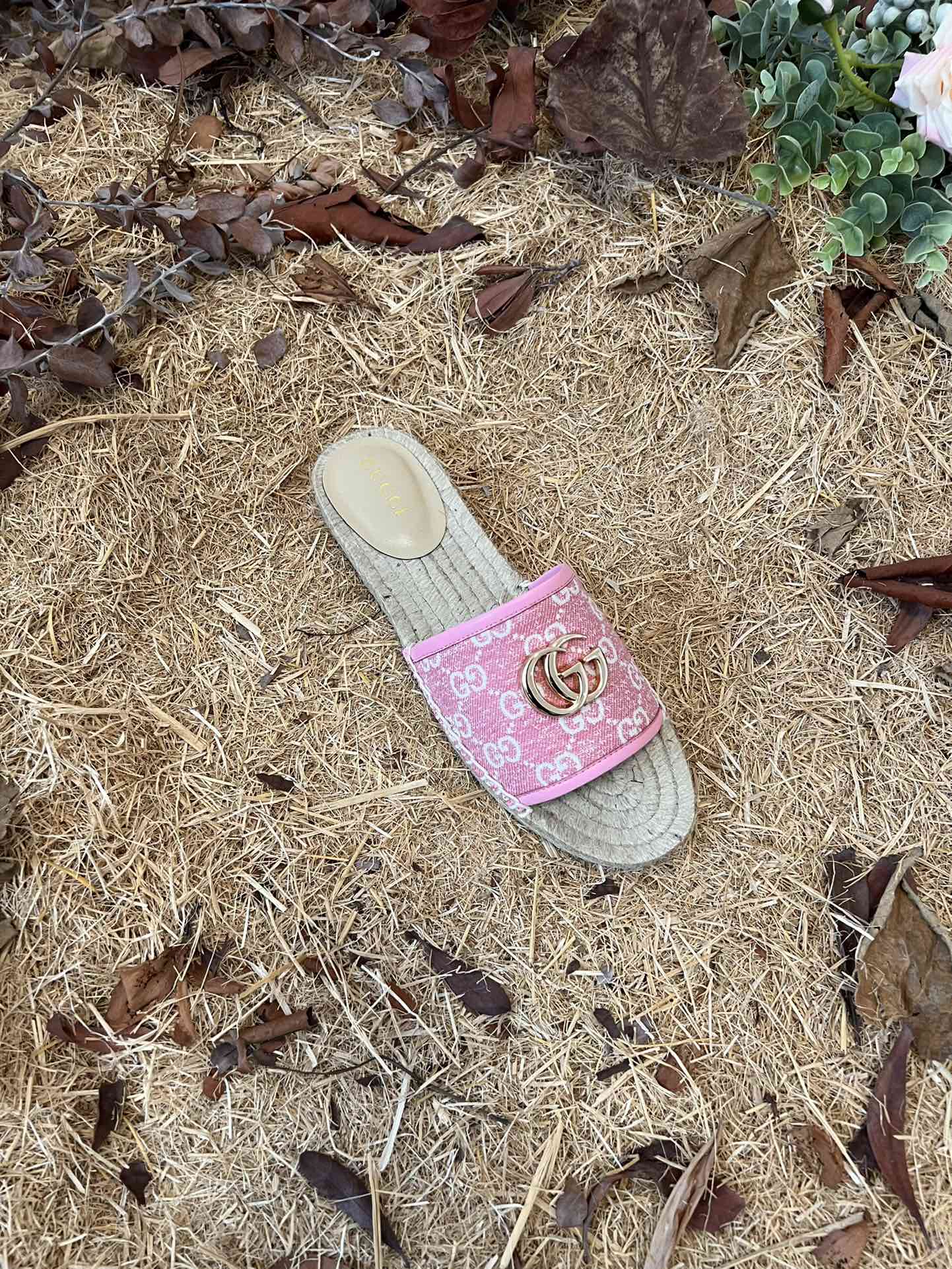 GC new MARMONT SLIDES slippers rose red starboard flat canvas sandals
