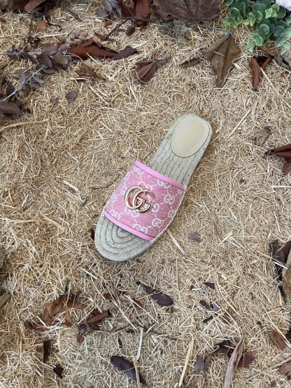 GC new MARMONT SLIDES slippers rose red starboard flat canvas sandals