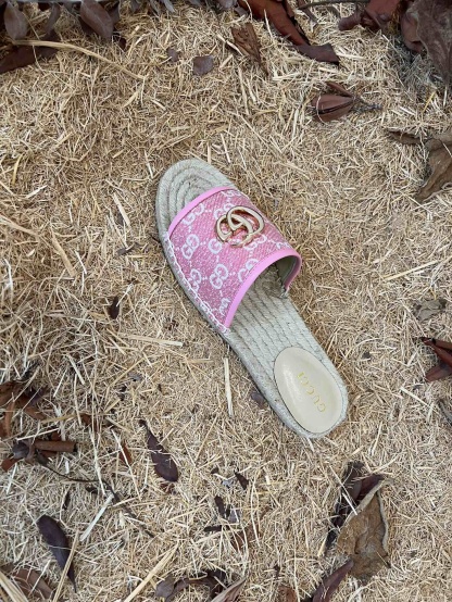 GC new MARMONT SLIDES slippers rose red starboard flat canvas sandals