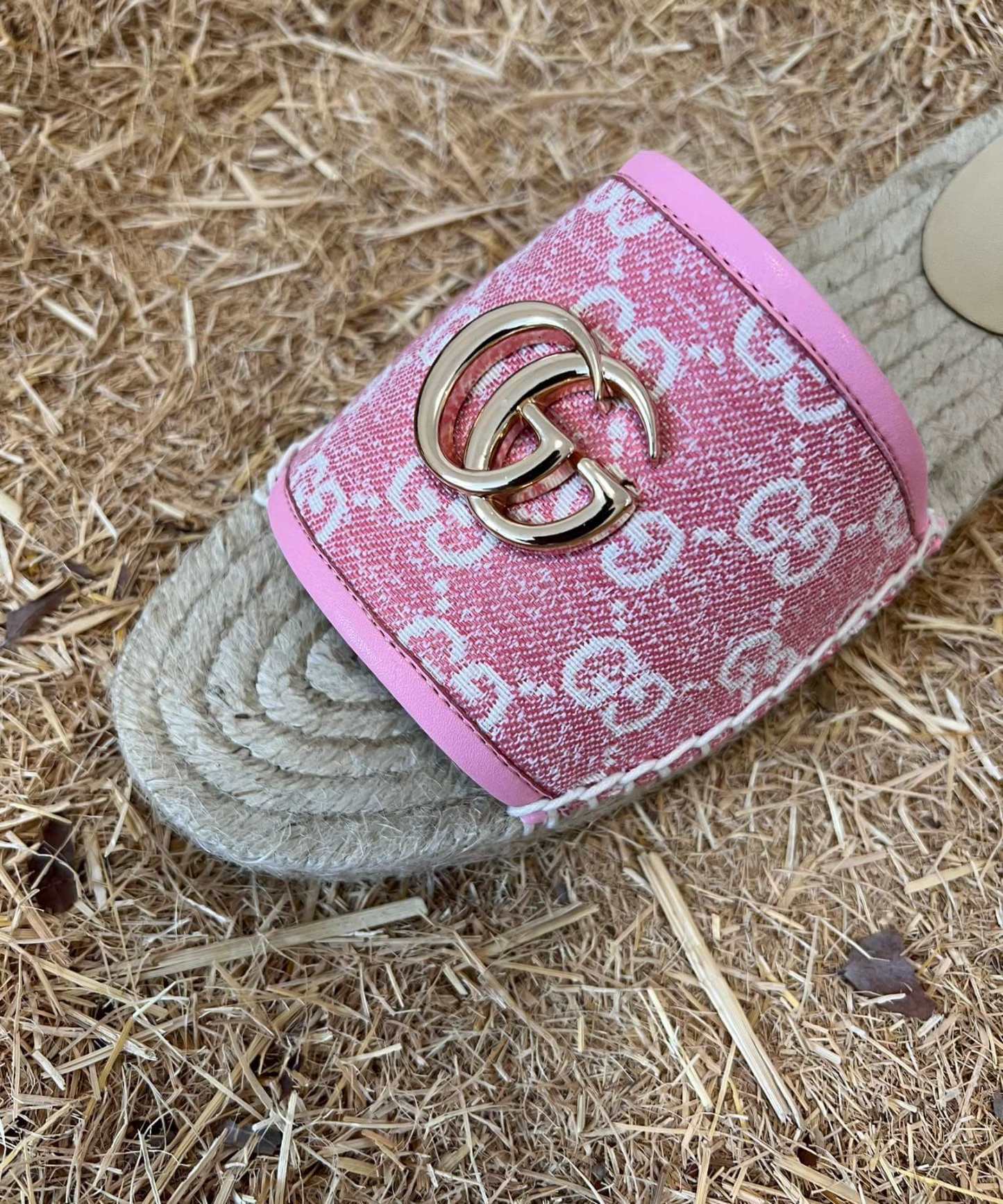 GC new MARMONT SLIDES slippers rose red starboard flat canvas sandals