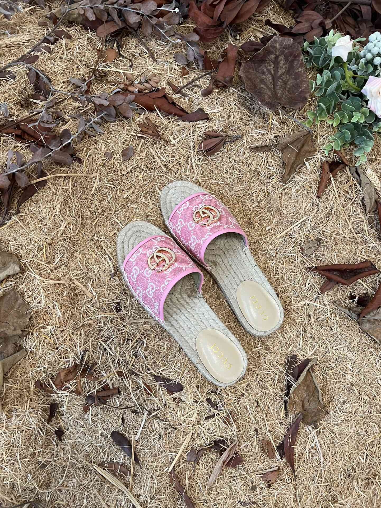GC new MARMONT SLIDES slippers rose red starboard flat canvas sandals