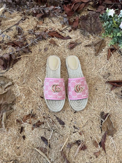 GC new MARMONT SLIDES slippers rose red starboard flat canvas sandals