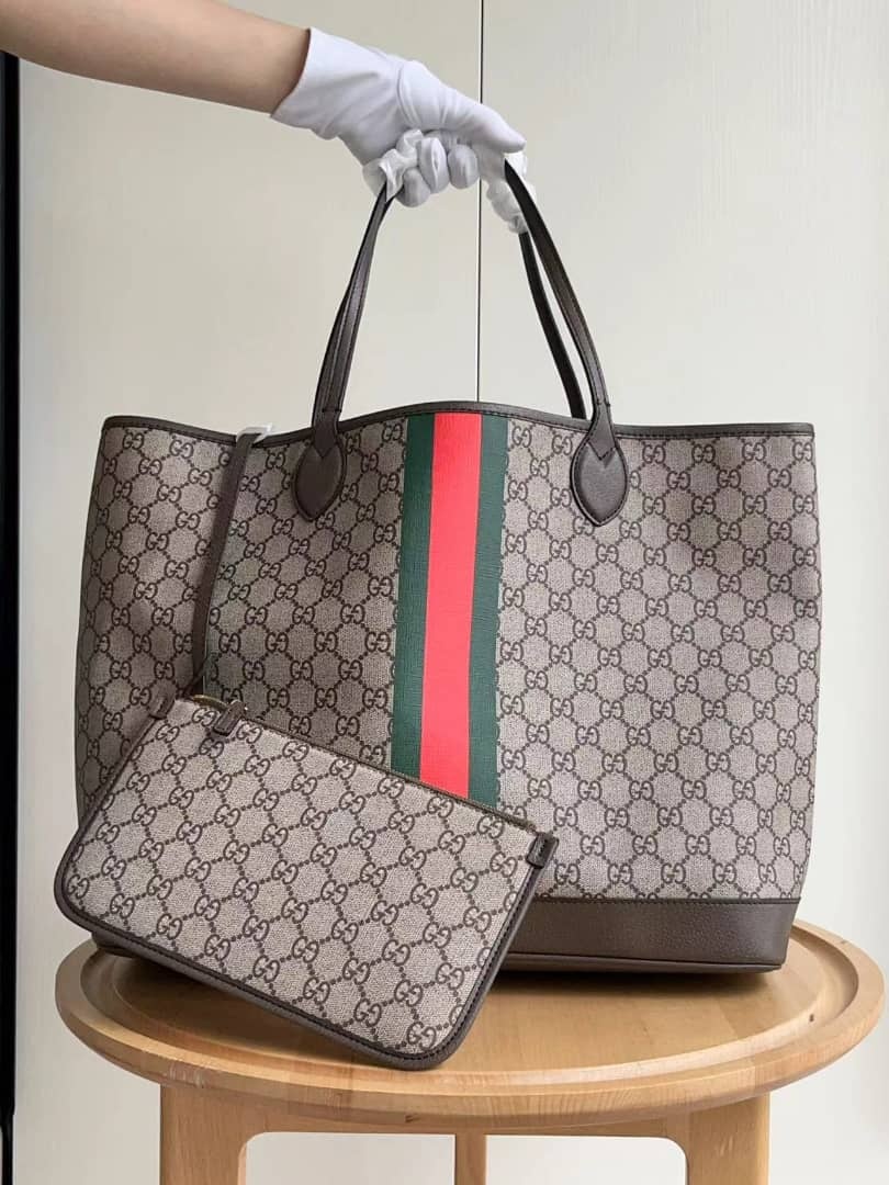 GG BROWN OPHIDIA GG LARGE TOTE BAG 40CM
