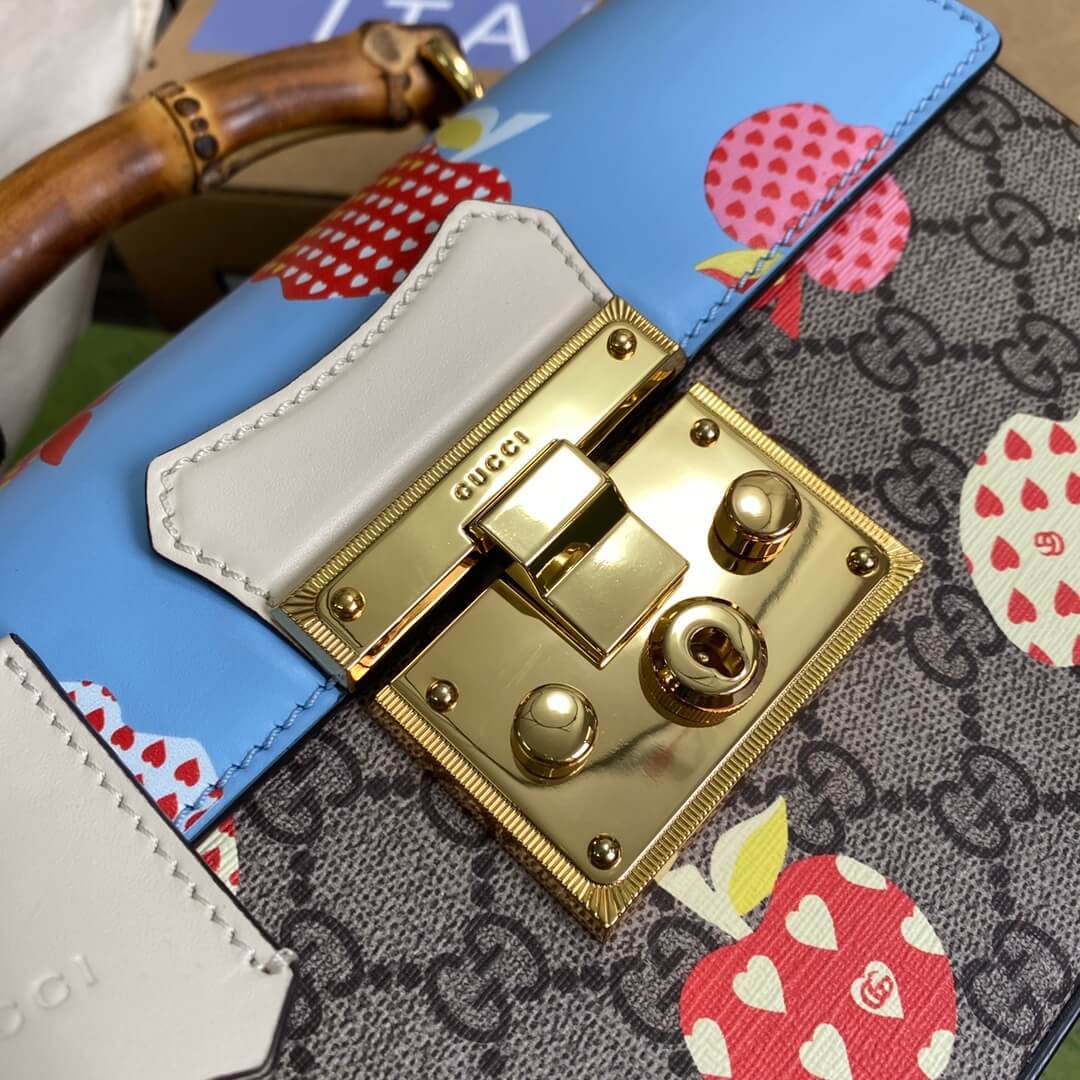 GG 603221 Handbag shoulder bag cross body bags blue Padlock calfskin