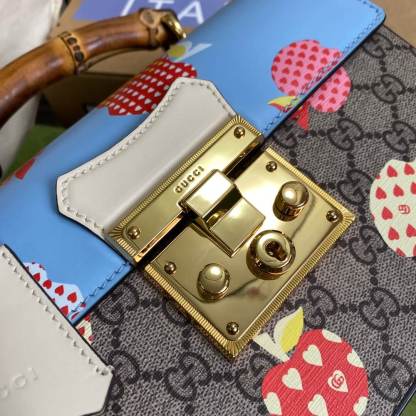 GG 603221 Handbag shoulder bag cross body bags blue Padlock calfskin