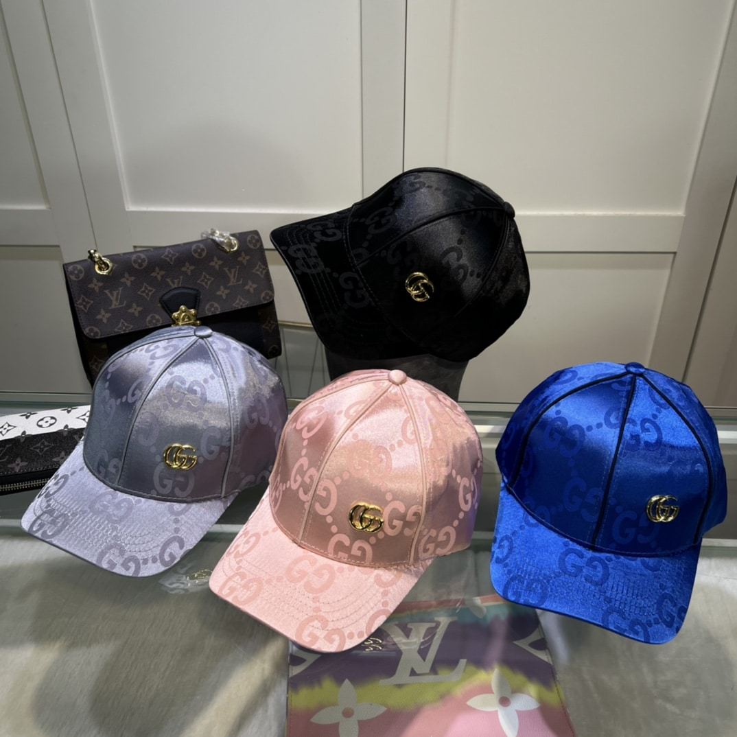 GG GG MONOGRAM GOLD LOGO BASEBALL CAP BLUE