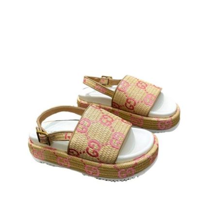 SANDAL GG BEIGE PINK PLATFORM SANDALS