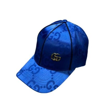 GG GG MONOGRAM GOLD LOGO BASEBALL CAP BLUE