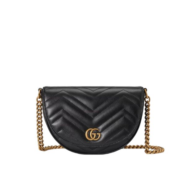 GG GG MARMONT MATELASSÉ CHAIN MINI BAG BLACK 20CM 746431 DTDHT 1000