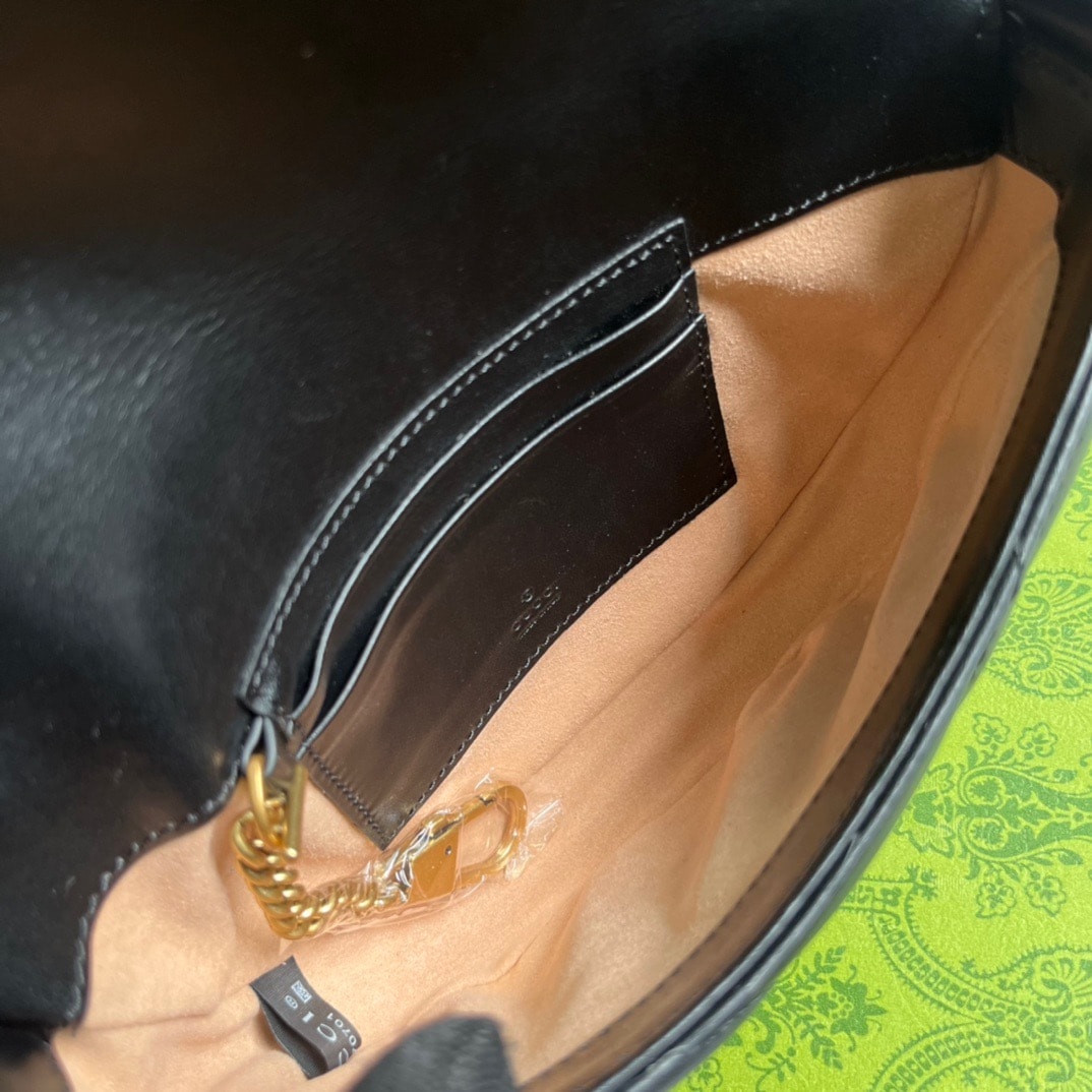 GG GG MARMONT MATELASSÉ CHAIN MINI BAG BLACK 20CM 746431 DTDHT 1000