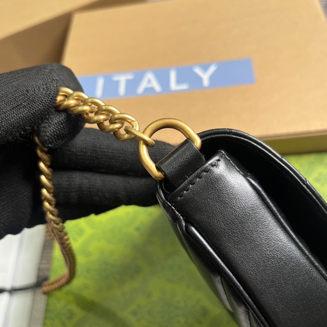 GG GG MARMONT MATELASSÉ CHAIN MINI BAG BLACK 20CM 746431 DTDHT 1000