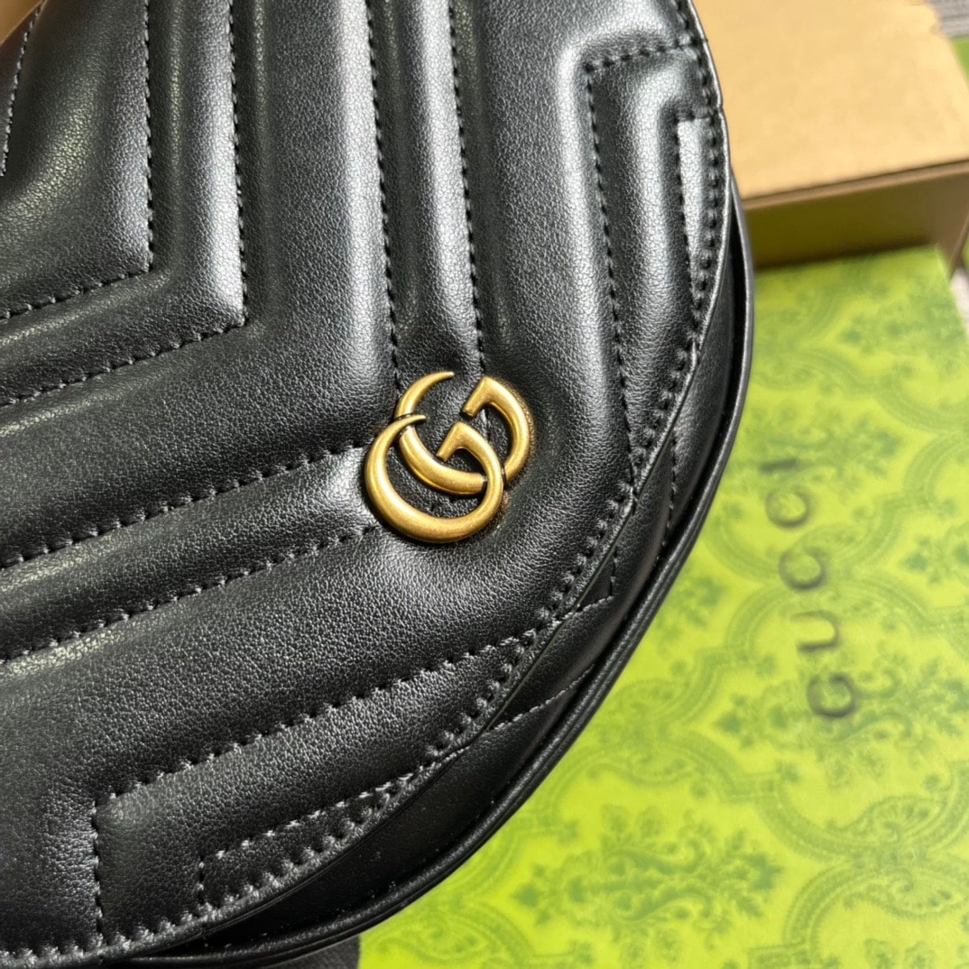 GG GG MARMONT MATELASSÉ CHAIN MINI BAG BLACK 20CM 746431 DTDHT 1000