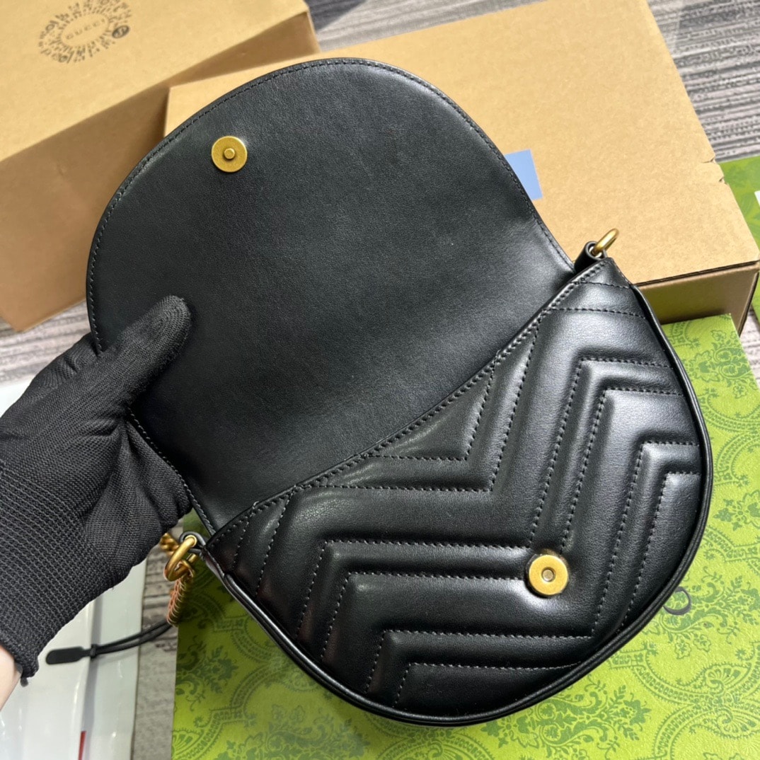 GG GG MARMONT MATELASSÉ CHAIN MINI BAG BLACK 20CM 746431 DTDHT 1000