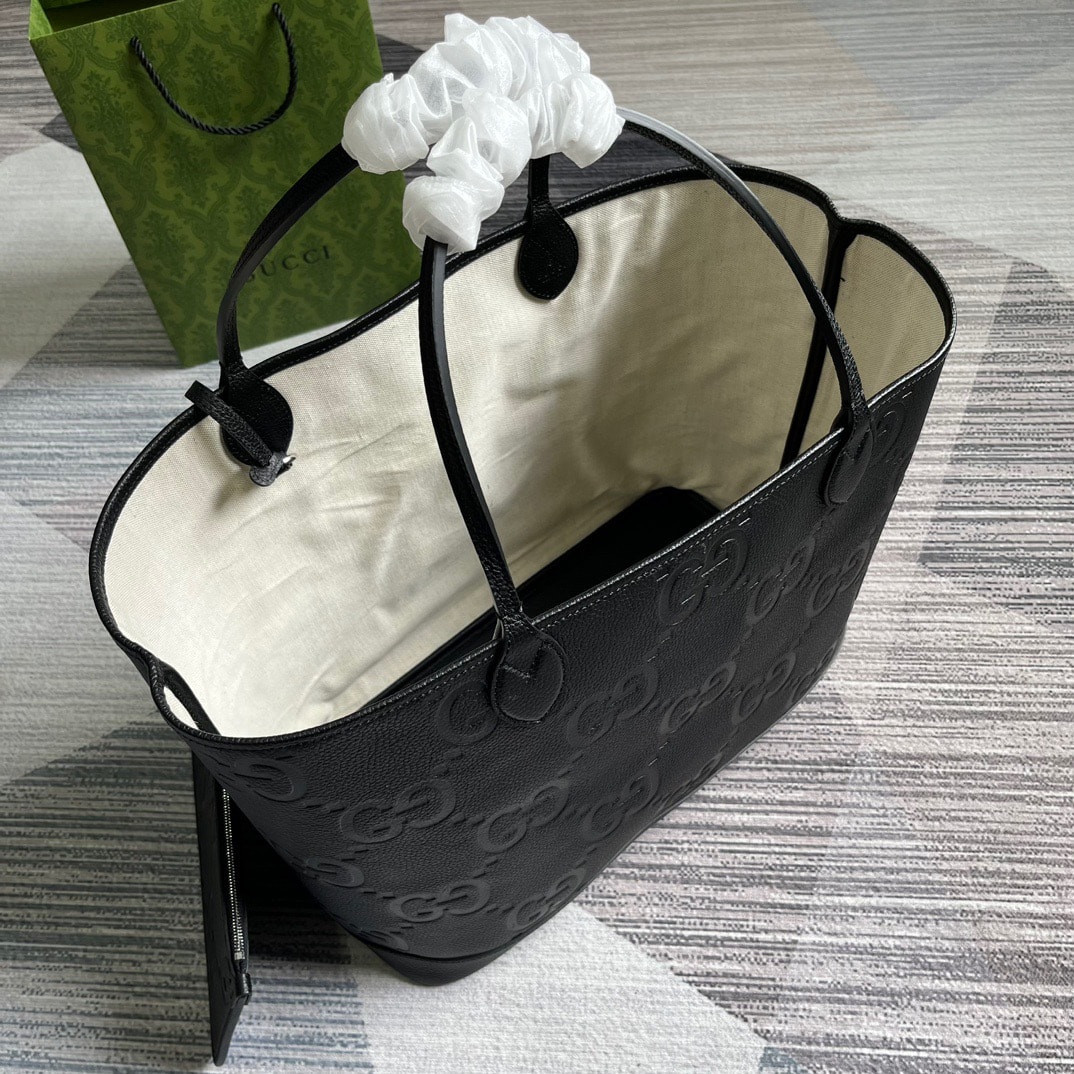 GG JUMBO GG LARGE TOTE BAG BLACK 40CM 726755 AABY0 1000