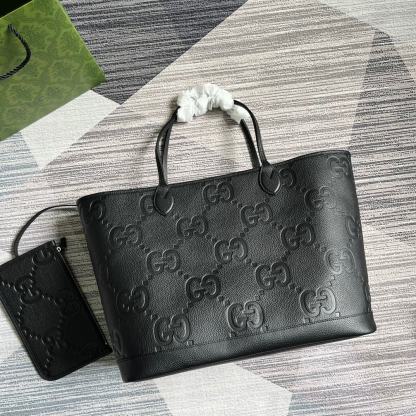 GG JUMBO GG LARGE TOTE BAG BLACK 40CM 726755 AABY0 1000