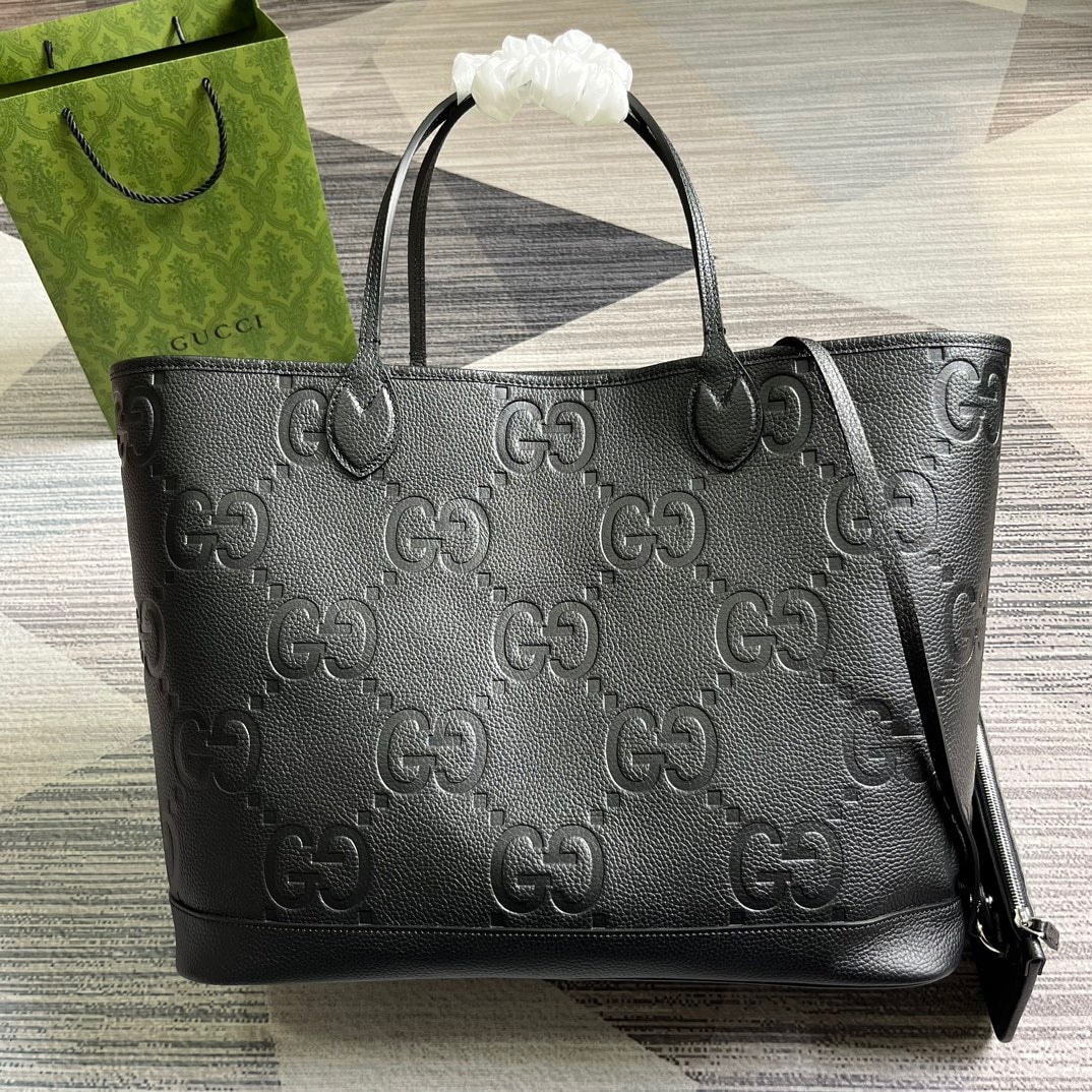 GG JUMBO GG LARGE TOTE BAG BLACK 40CM 726755 AABY0 1000