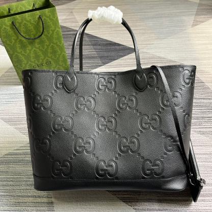 GG JUMBO GG LARGE TOTE BAG BLACK 40CM 726755 AABY0 1000