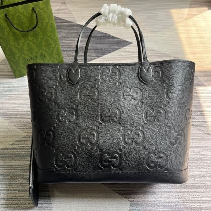 GG JUMBO GG LARGE TOTE BAG BLACK 40CM 726755 AABY0 1000