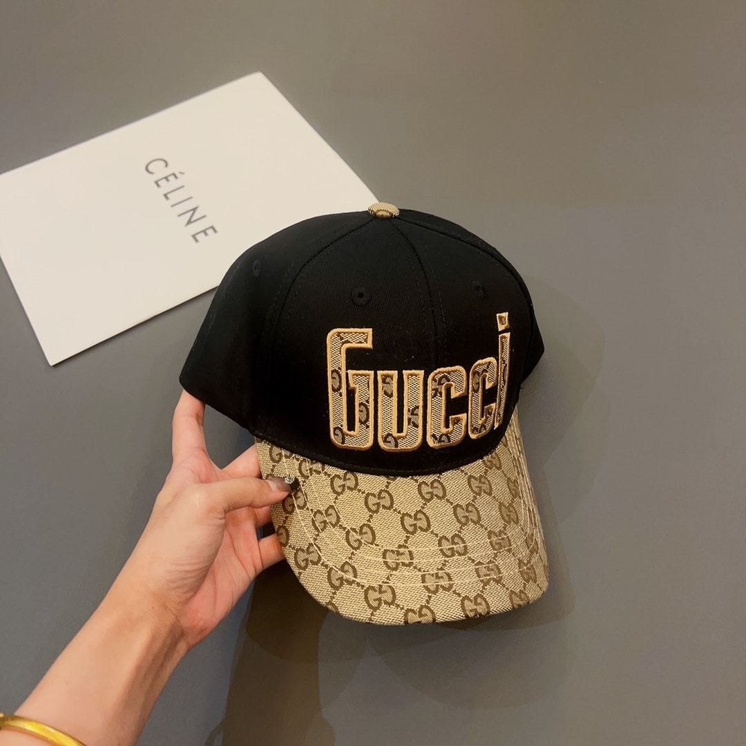 GG LETTER GG CANVAS BASEBALL CAP BLACK
