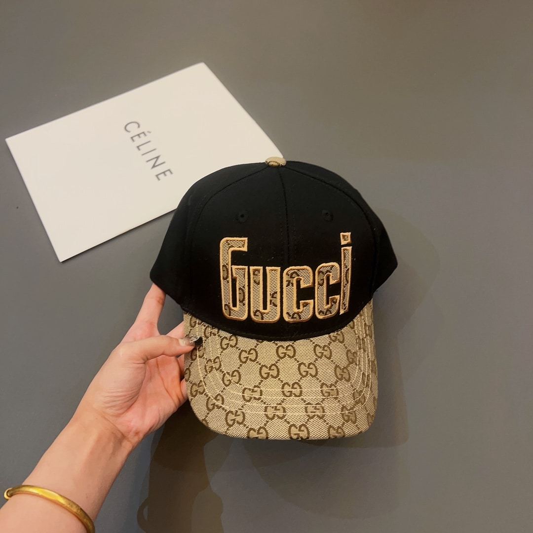 GG LETTER GG CANVAS BASEBALL CAP BLACK