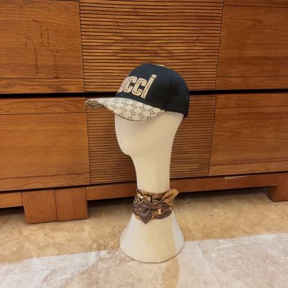 GG LETTER GG CANVAS BASEBALL CAP BLACK