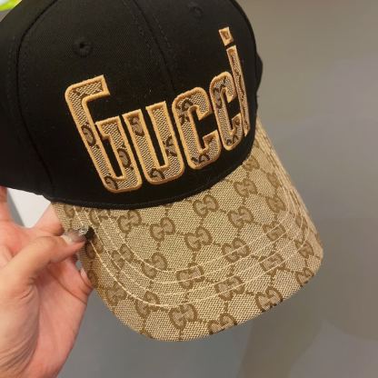 GG LETTER GG CANVAS BASEBALL CAP BLACK