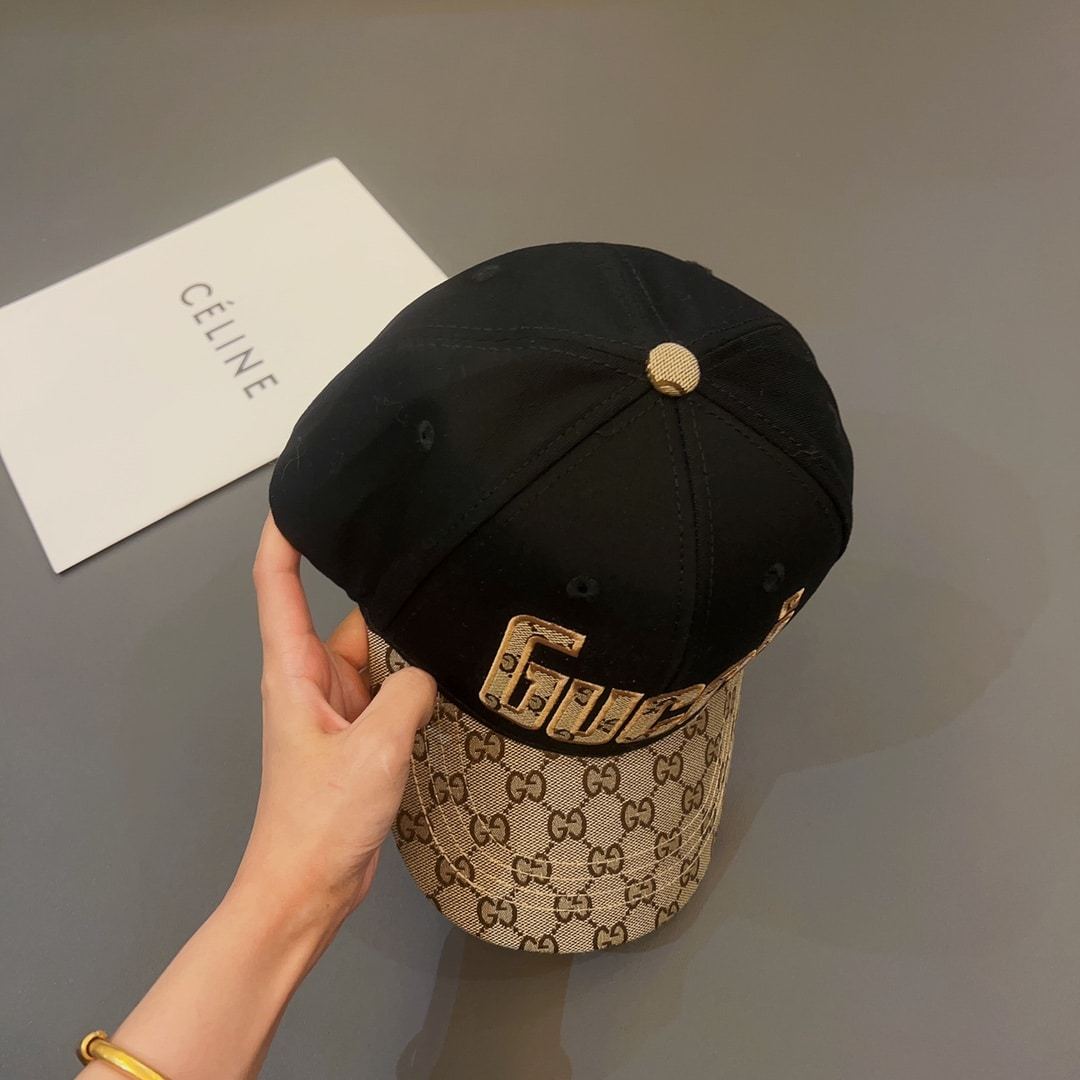 GG LETTER GG CANVAS BASEBALL CAP BLACK