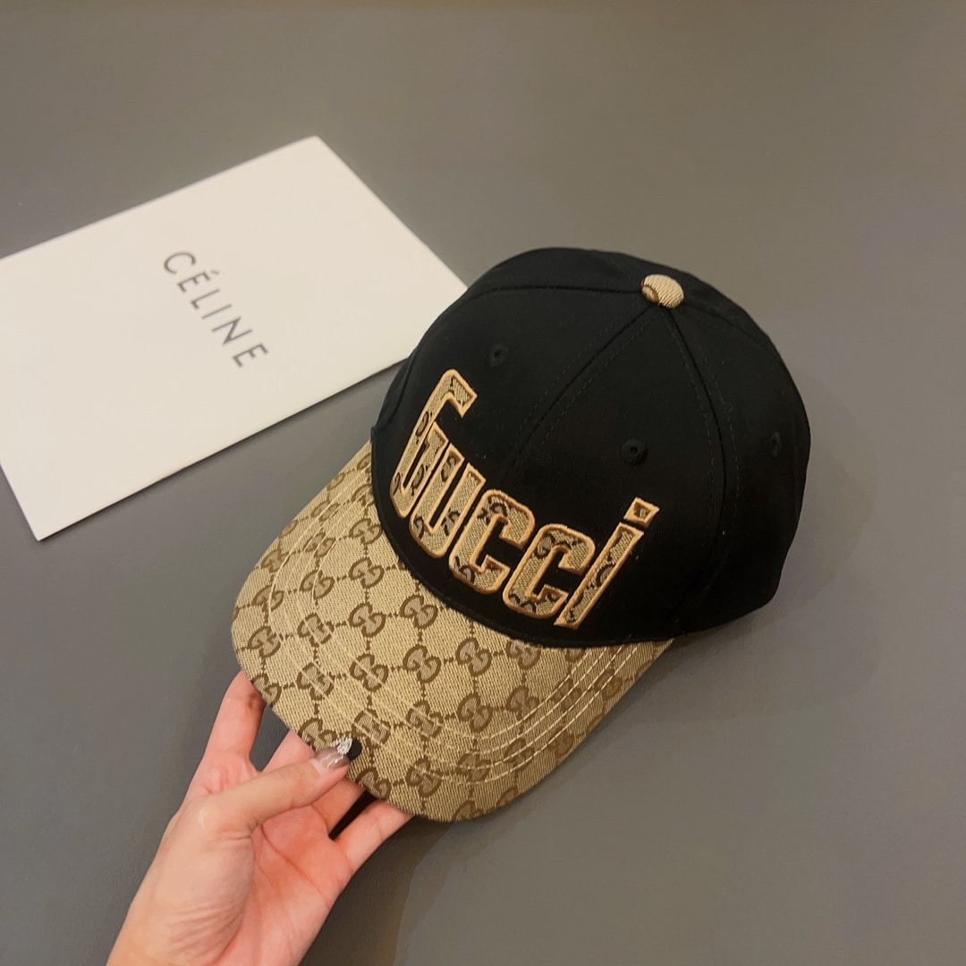 GG LETTER GG CANVAS BASEBALL CAP BLACK