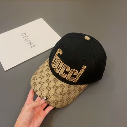 GG LETTER GG CANVAS BASEBALL CAP BLACK
