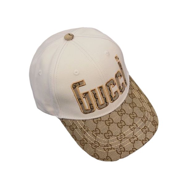 GG LETTER GG CANVAS BASEBALL CAP WHITE