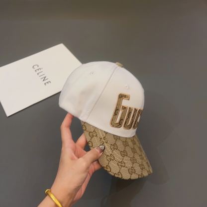 GG LETTER GG CANVAS BASEBALL CAP WHITE